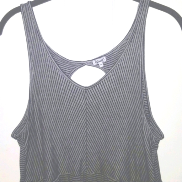 (S/M) Kismet Black/Grey Striped Peplum Top ptp 15"×L25" - Picture 8 of 12